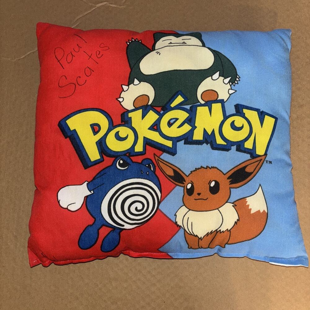 Vintage 1998 Pokemon Throw Pillow Multicolor Double Side 16’ x 15’ inch 90s RARE